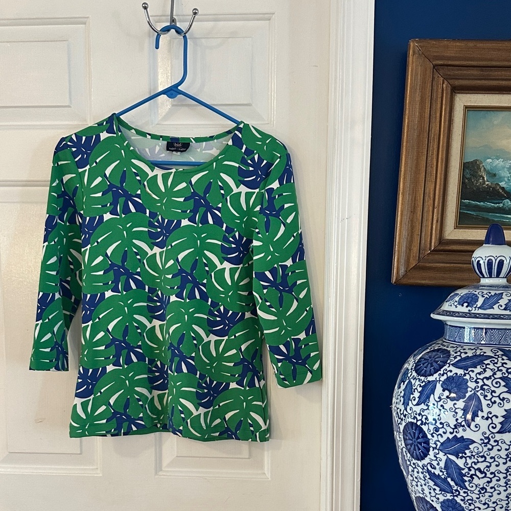 NWOT Women’s Sailor-Sailor Nylon & Spandex Blue & Green 3/4 Sleeve Top Size S